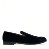 Men Dolce & Gabbana | Dolce & Gabbana Black Velvet Loafers Formal Dress Shoes