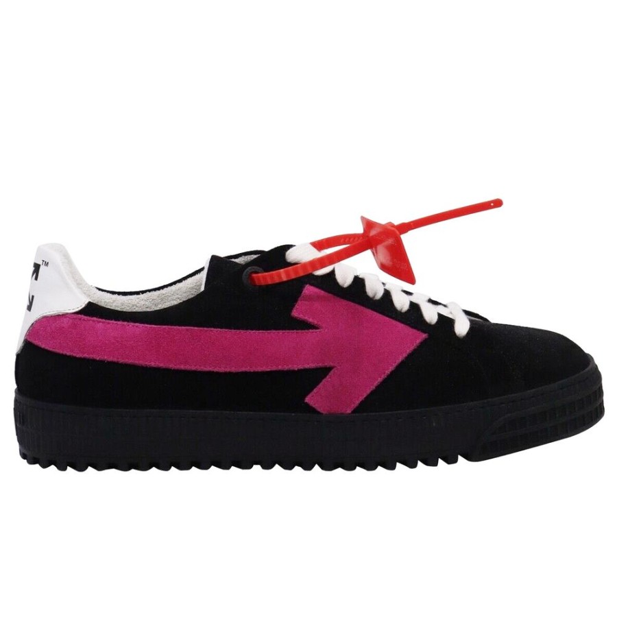 Men Off-White Men'S Sneakers | Off-White Fuchsia Arrow Black Suede Sneakers