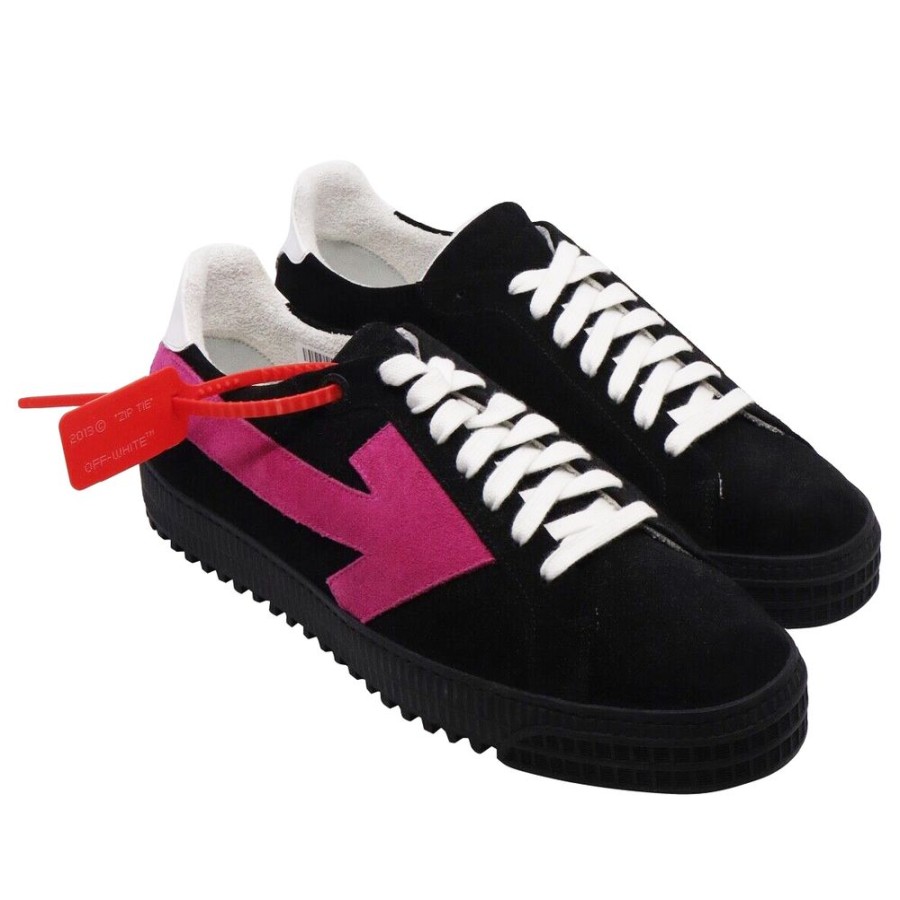 Men Off-White Men'S Sneakers | Off-White Fuchsia Arrow Black Suede Sneakers