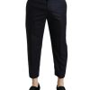 Men Dolce & Gabbana Men'S Jeans & Pants | Dolce & Gabbana Blue Wool Cropped Tapered Pants