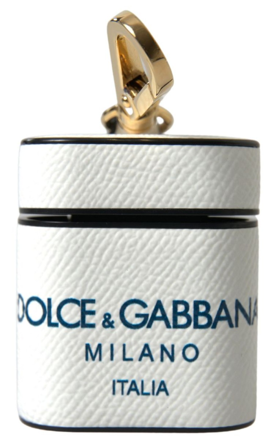 Women Dolce & Gabbana Women'S Others Accessories | Dolce & Gabbana White Blue Calf Leather Logo Print Strap Airpods Case