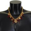 Women Dolce & Gabbana Women'S Necklaces | Dolce & Gabbana Gold Brass Crystal Logo Chili Statement Necklace