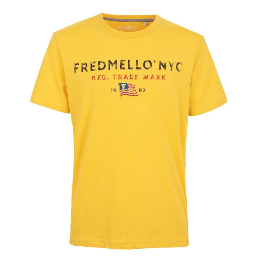 Men Fred Mello Men'S T-Shirts | Fred Mello Sunshine Cotton Crewneck Tee With Signature Design