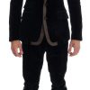 Men Dolce & Gabbana Men'S Suits | Dolce & Gabbana Blue Velvet Two Button Slim 3 Piece Suit