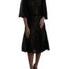 Women Dolce & Gabbana Women'S Dresses | Dolce & Gabbana Black Floral Lace Sheer A-Line Midi Dress