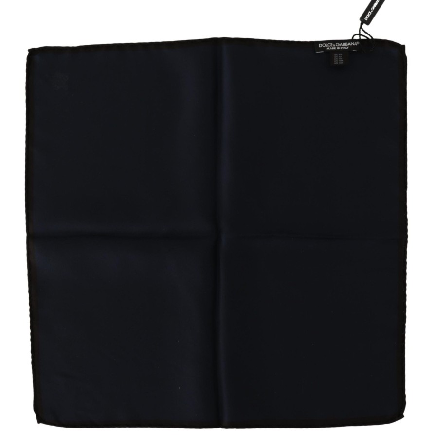 Men Dolce & Gabbana Men'S Handkerchief | Dolce & Gabbana Black Square Handkerchief 100% Silk Scarf