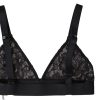 Women Dolce & Gabbana Women'S Underwear | Dolce & Gabbana Black Floral Lace Nylon Stretch Bra Underwear