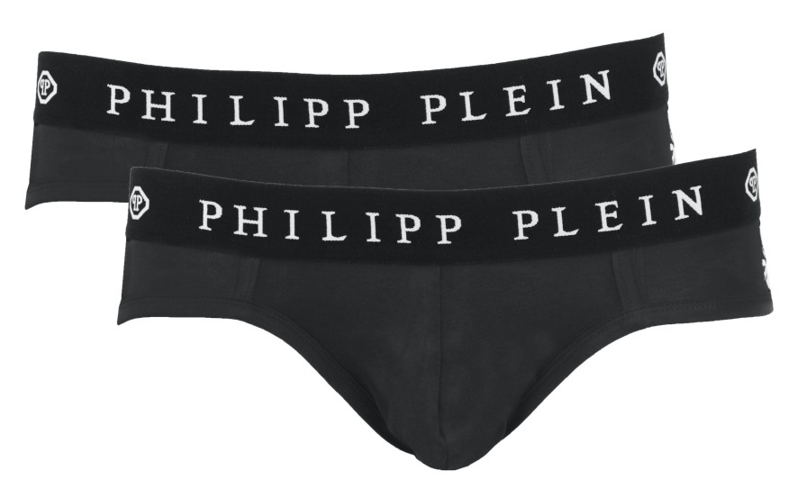 Men Philipp Plein Men'S Underwear | Philipp Plein Elegant Black Elasticized Boxer Shorts Duo