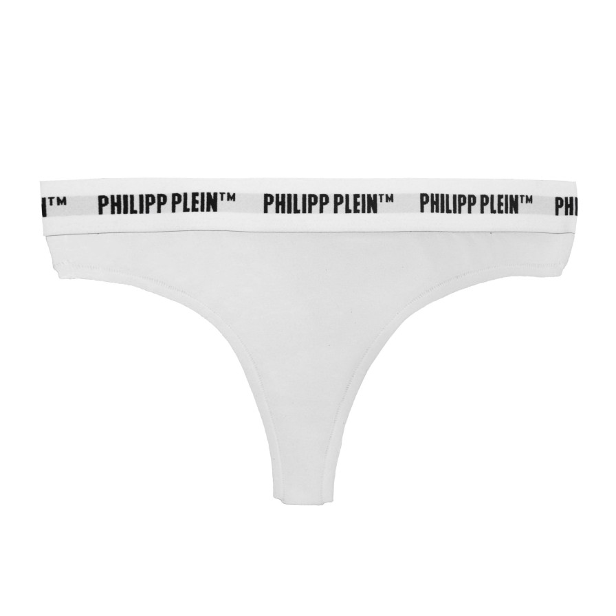 Women Philipp Plein Women'S Underwear | Philipp Plein Elegant White Thong Twin Pack