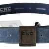 Women Costume National Women'S Belts | Costume National Blue Normal Leather Logo Buckle Belt