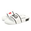 Women Dolce & Gabbana Women'S Sandals | Dolce & Gabbana Chic White Logo Slides For Elevated Comfort