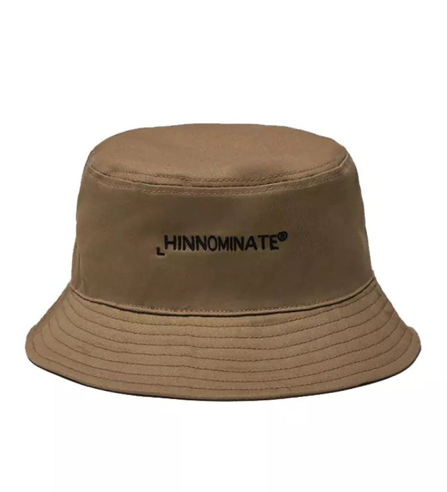 Women Hinnominate Women'S Hats | Hinnominate Chic Brown Polyester Bucket Hat With Embroidered Detail