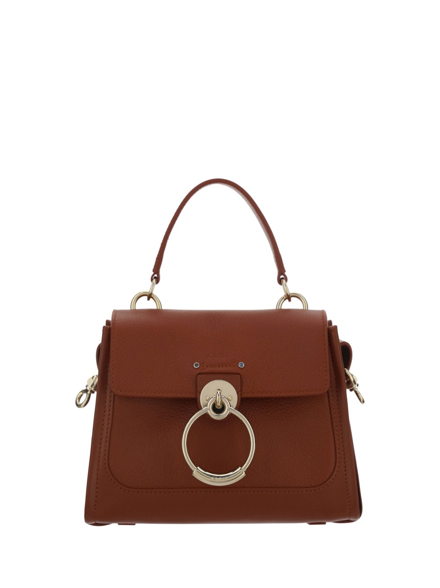 Women Chloé Women'S Handbags | Chloe Brown Calf Leather Tess Handbag