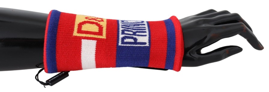 Men Dolce & Gabbana Men'S Gloves | Dolce & Gabbana Multicolor Wool D&G Princess Wristband Wrap