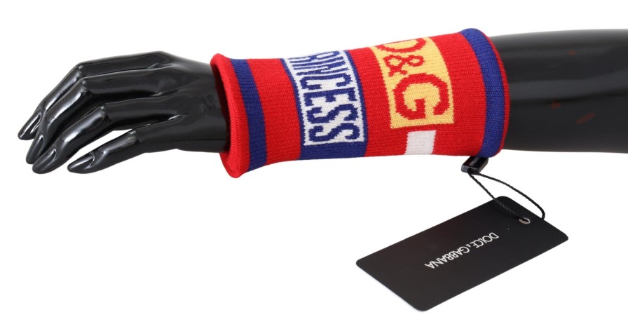 Men Dolce & Gabbana Men'S Gloves | Dolce & Gabbana Multicolor Wool D&G Princess Wristband Wrap