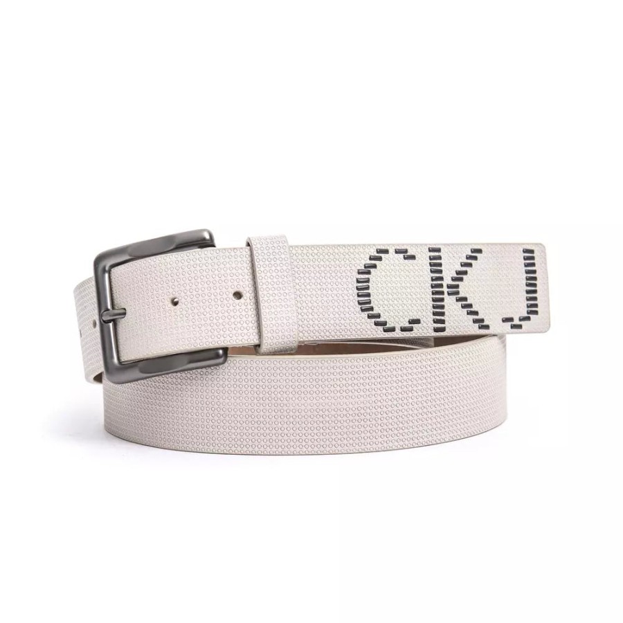 Men Calvin Klein Jeans Men'S Belts | Calvin Klein Jeans Beige Designer Leather Belt