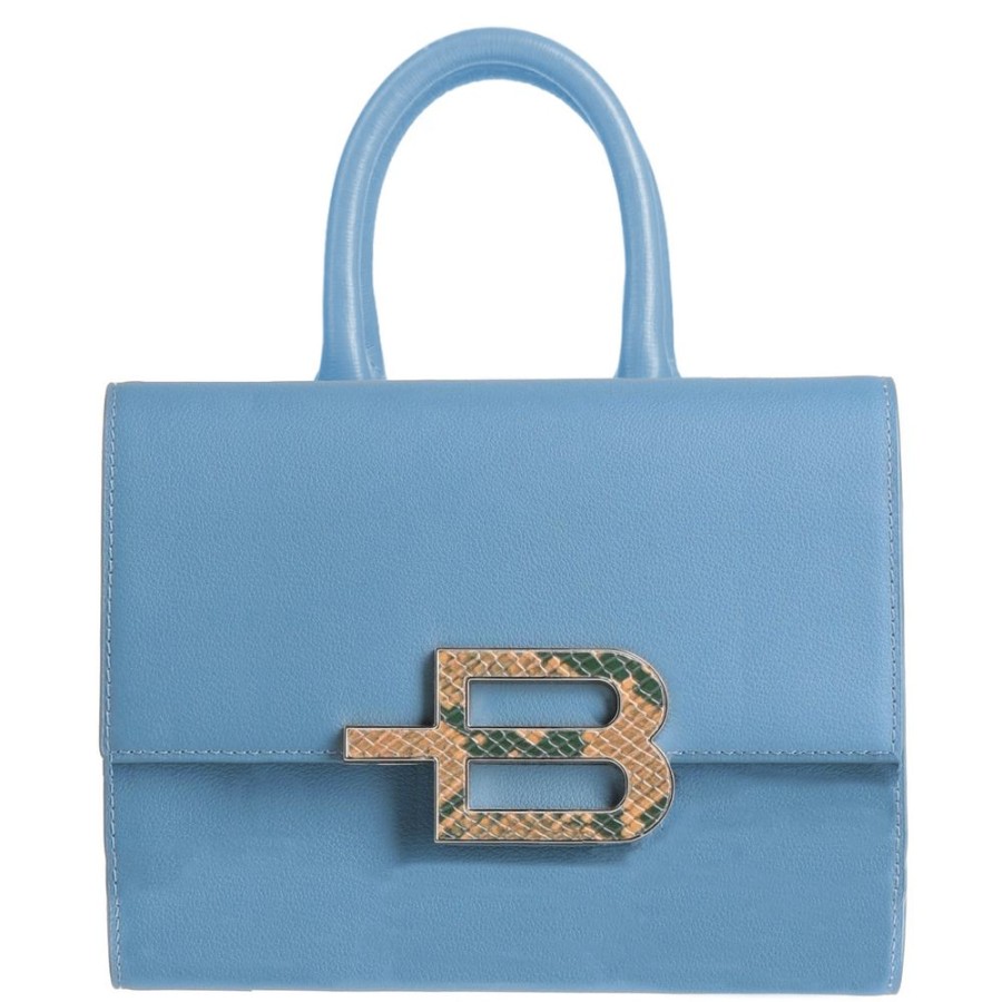 Women Baldinini Trend Women'S Handbags | Baldinini Trend Elegant Light Blue Calfskin Handbag