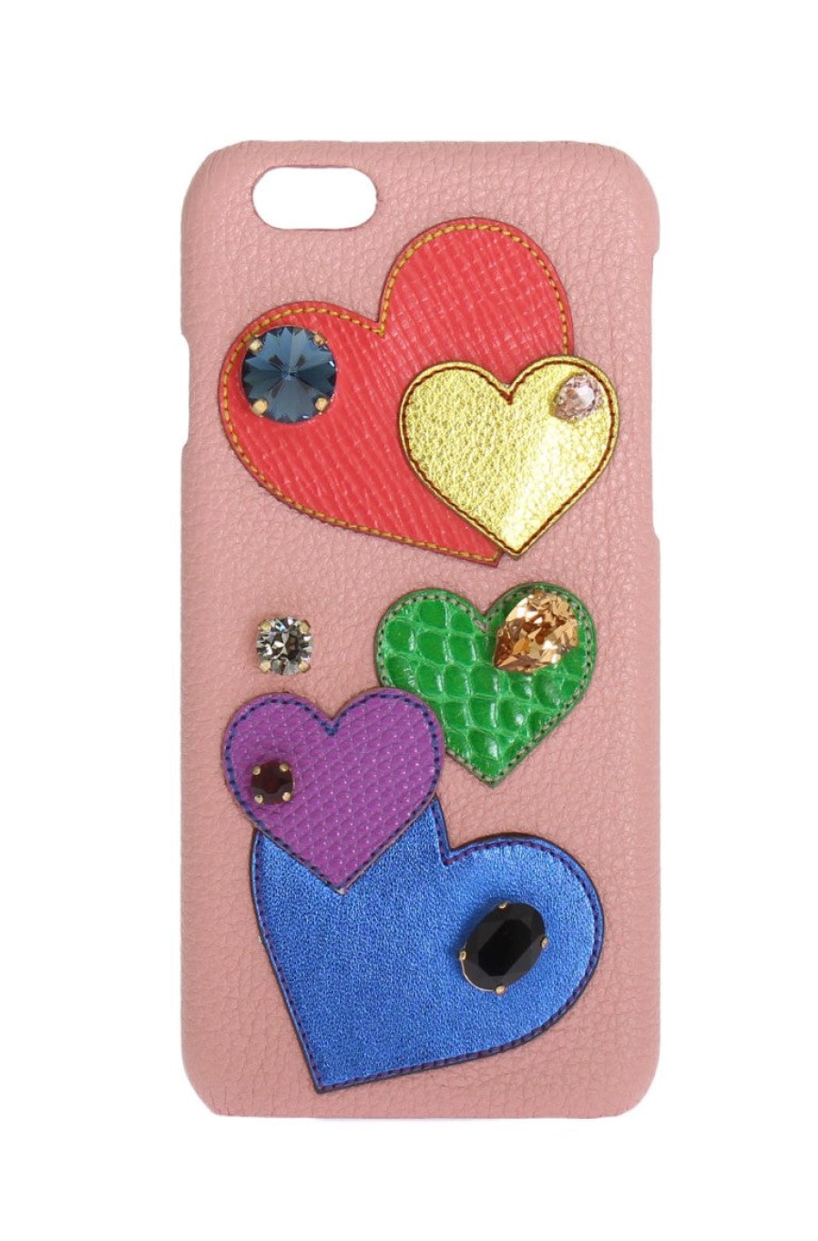 Women Dolce & Gabbana Women'S Others Accessories | Dolce & Gabbana Pink Leather Heart Crystal Phone Case