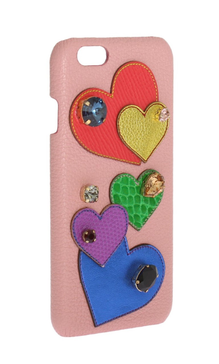 Women Dolce & Gabbana Women'S Others Accessories | Dolce & Gabbana Pink Leather Heart Crystal Phone Case