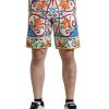 Men Dolce & Gabbana Men'S Shorts | Dolce & Gabbana Multicolor Majolica Print Men Bermuda Shorts