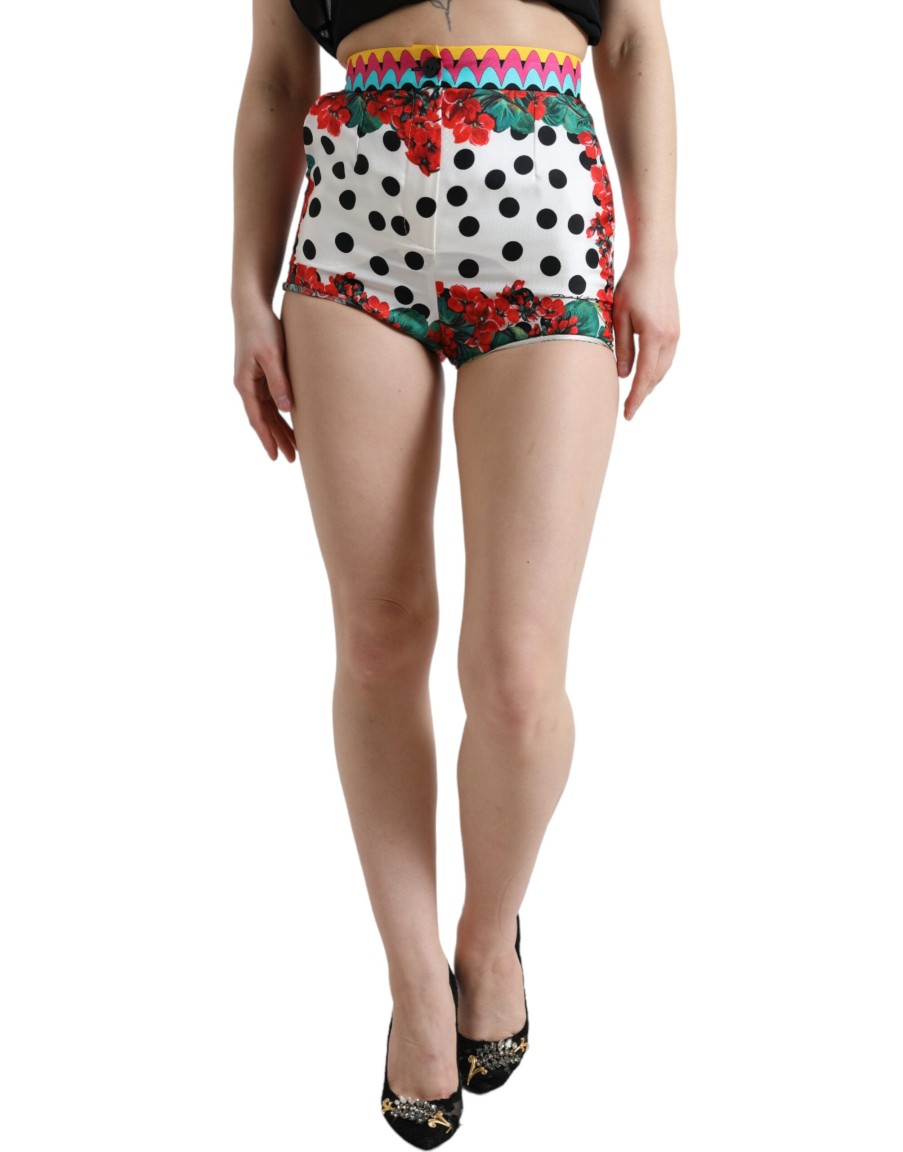 Women Dolce & Gabbana Women'S Shorts | Dolce & Gabbana Multicolor Floral Polka Dot Hot Pants Shorts