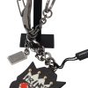 Men Dolce & Gabbana Men'S Keychains | Dolce & Gabbana Black Prince Studs Logo Silver Brass Keychain