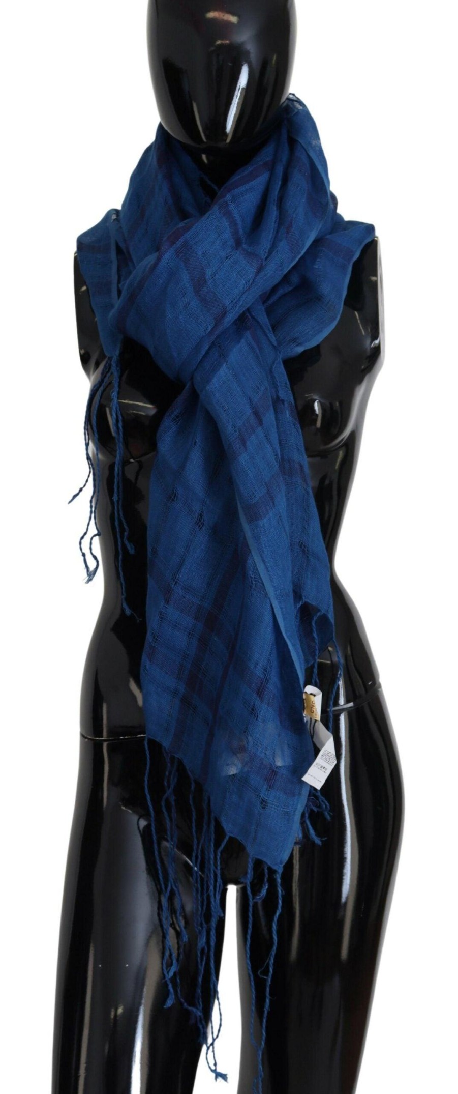 Women Costume National Women'S Scarves | Costume National Blue Linen Shawl Foulard Fringes Scarf