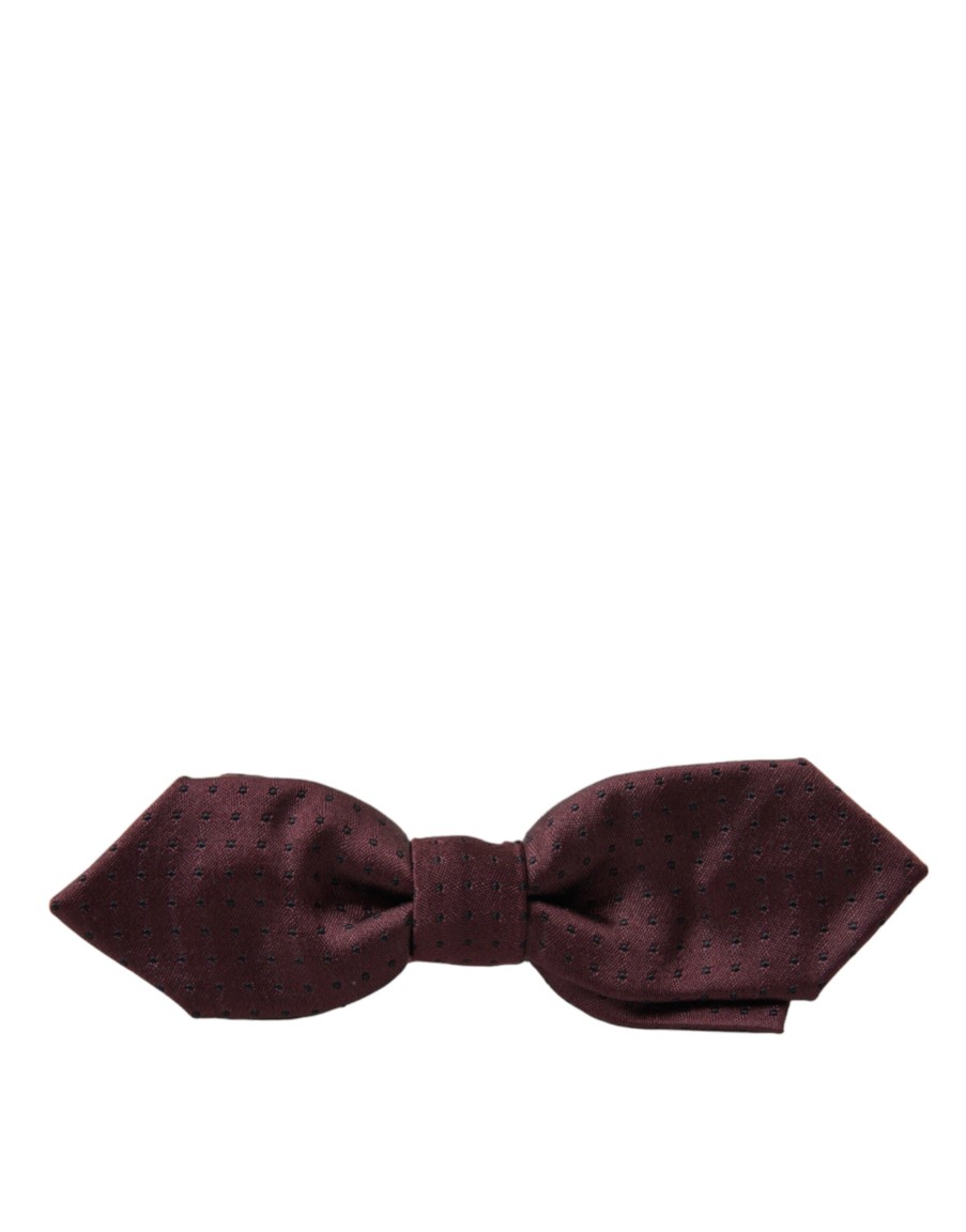 Men Dolce & Gabbana Men'S Ties & Bowties | Dolce & Gabbana Red Bordeaux Silk Slim Adjustable Neck Papillon Bow Ti