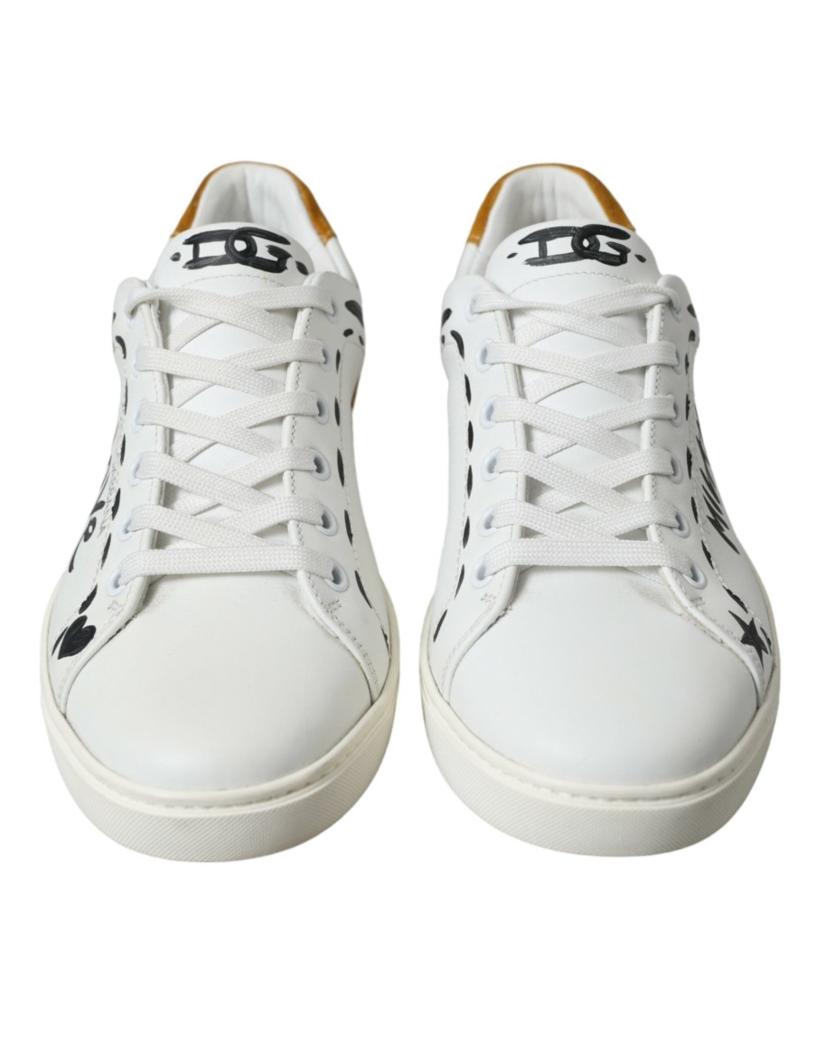 Men Dolce & Gabbana Men'S Sneakers | Dolce & Gabbana White Leather Love Milano Men Sneakers Shoes