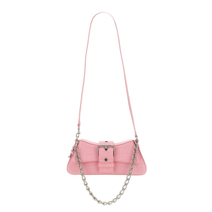 Women Balenciaga Women'S Crossbody Bags | Balenciaga Chic Pink Leather Flap Bag With Matte Finish