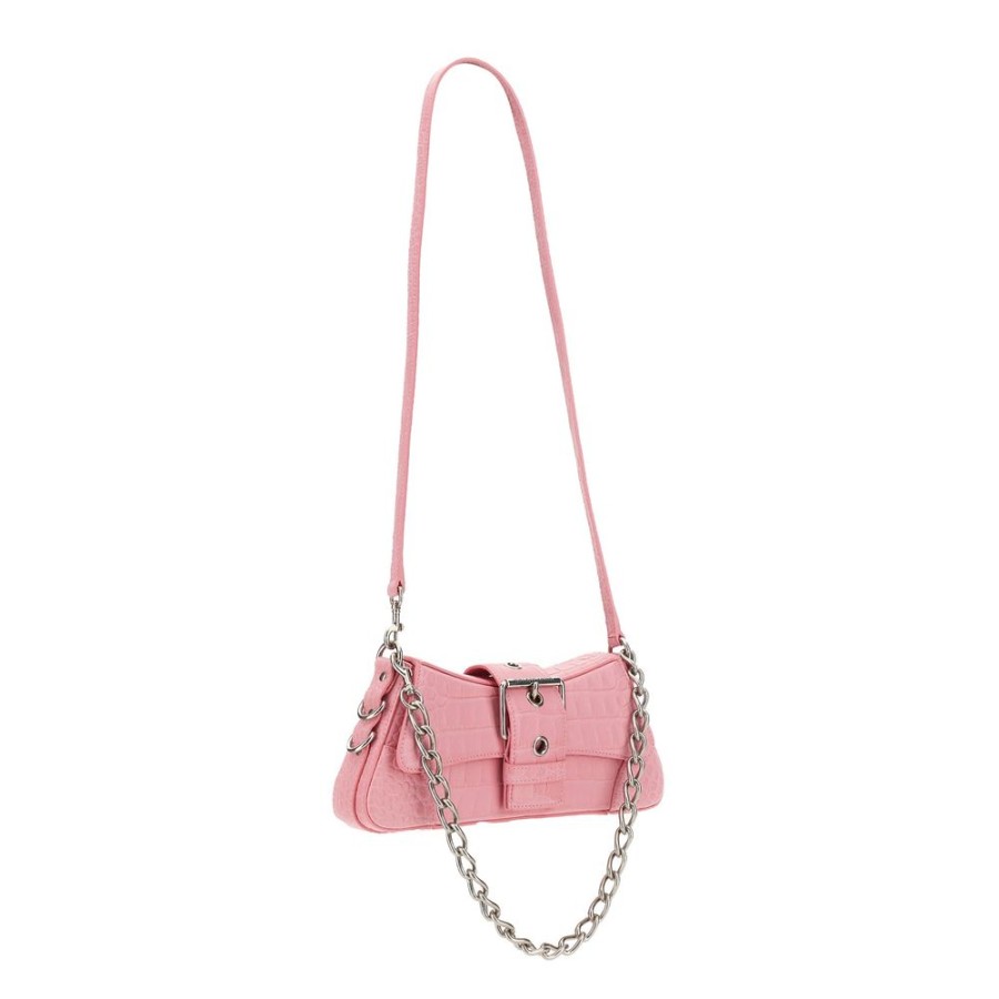 Women Balenciaga Women'S Crossbody Bags | Balenciaga Chic Pink Leather Flap Bag With Matte Finish