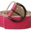 Women John Galliano Women'S Belts | John Galliano Pink Leather Letter Logo Round Buckle Waist Belt