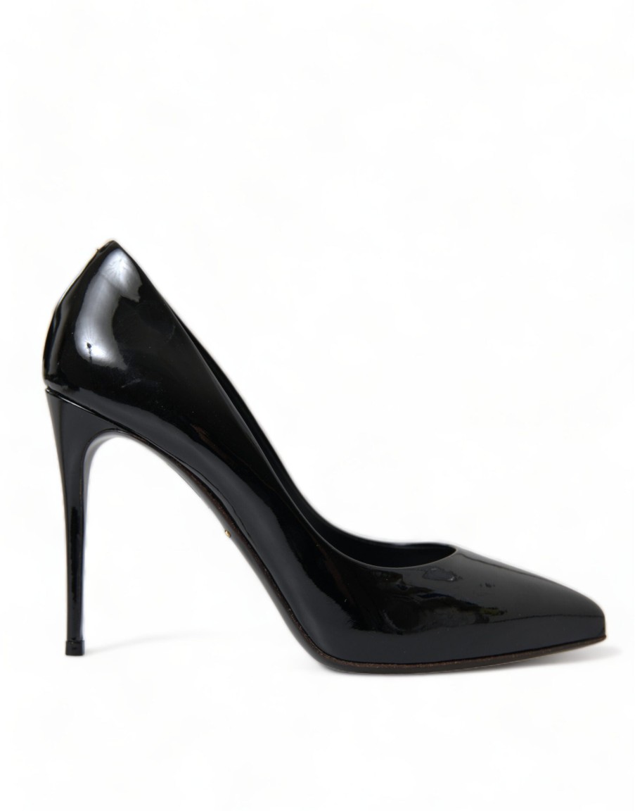 Women Dolce & Gabbana Women'S Pumps | Dolce & Gabbana Black Patent Leather Pumps Heels Shoes