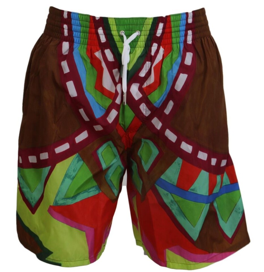 Men Dsquared² Men'S Swimwear | Dsquared Multicolor Printed Men Beachwear Swimwear Short