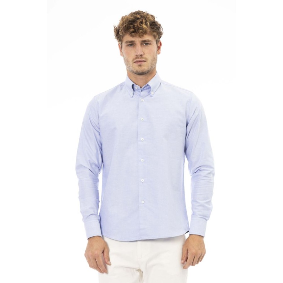 Men Baldinini Trend Men'S Shirts | Baldinini Trend Baldinini Trend Chic Light Blue Shirt