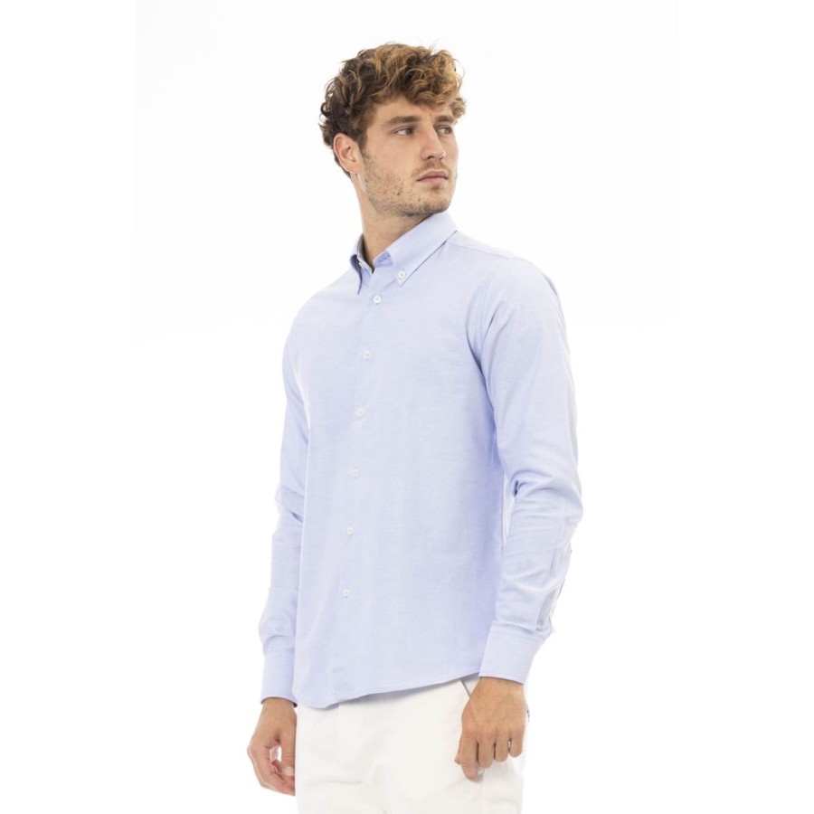 Men Baldinini Trend Men'S Shirts | Baldinini Trend Baldinini Trend Chic Light Blue Shirt