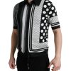 Men Dolce & Gabbana Men'S Cardigans | Dolce & Gabbana Black White Jumper Cardigan Polo Sweater