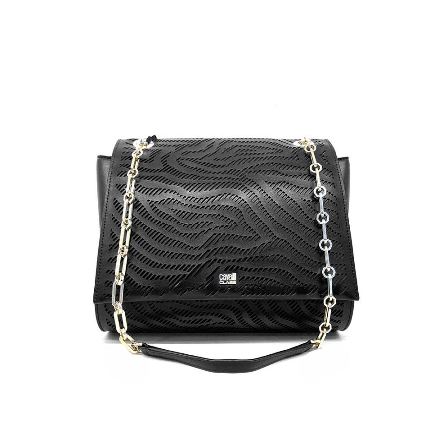 Women Cavalli Class Women'S Crossbody Bags | Cavalli Class Elegant Perforated Calfskin Shoulder Bag