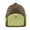 Women COACH Women Backpacks | Coach (5671) Court Signature Leather Khaki/Pale Lime Medium Backpack B