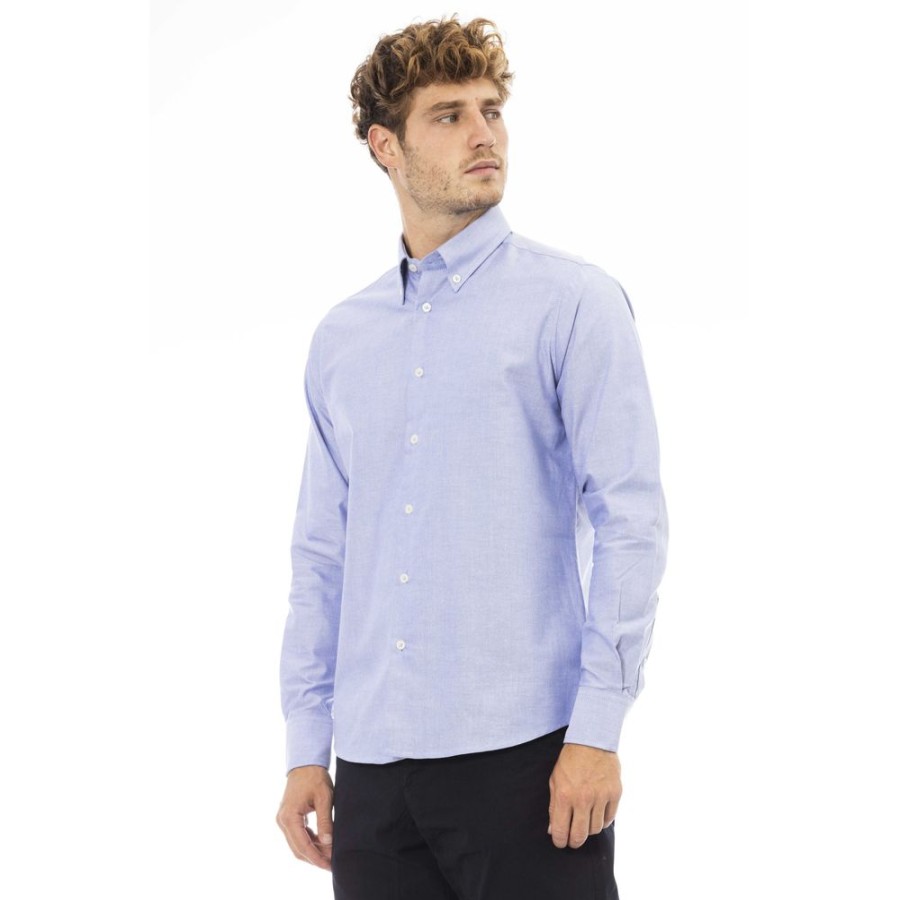 Men Baldinini Trend Men'S Shirts | Baldinini Trend Baldinini Trend Exquisite Blue Shirt