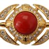 Women Dolce & Gabbana Women'S Brooches | Dolce & Gabbana Gold Tone Brass Crystal Embellished Pin Brooch