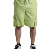 Men Dolce & Gabbana Men'S Shorts | Dolce & Gabbana Light Green Cotton Men Cargo Bermuda Shorts