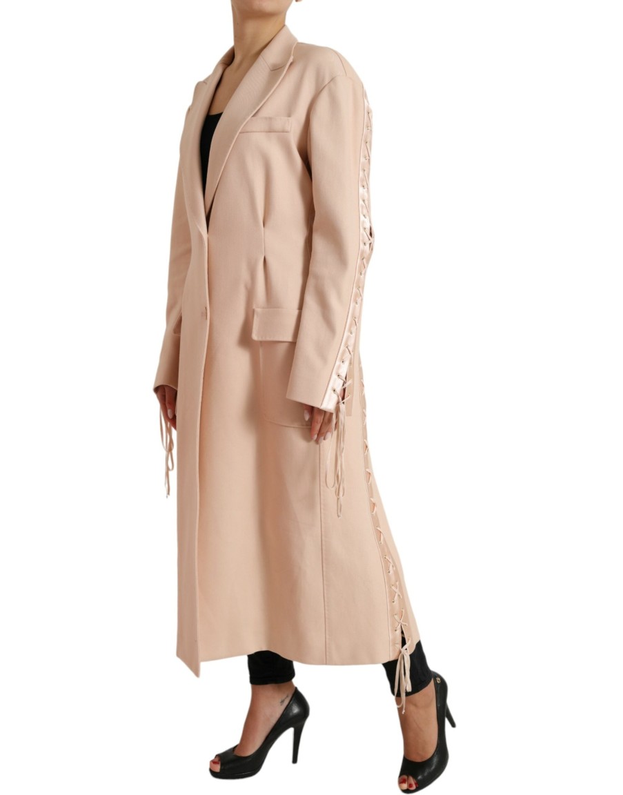 Women Dolce & Gabbana Women'S Jackets & Coats | Dolce & Gabbana Beige Single-Breasted Trench Coat Jacket