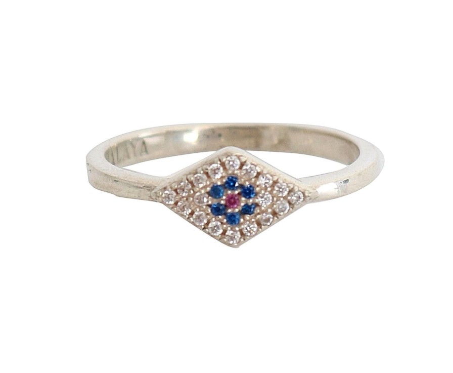 Women Nialaya Women'S Rings | Nialaya Blue Red Cz 925 Silver Womens Clear Ring