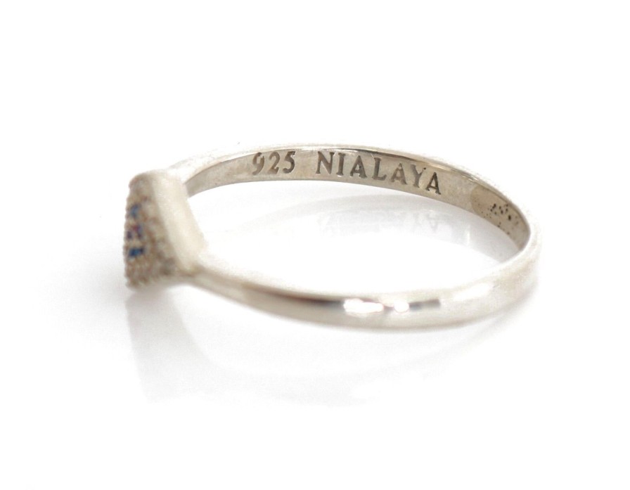 Women Nialaya Women'S Rings | Nialaya Blue Red Cz 925 Silver Womens Clear Ring