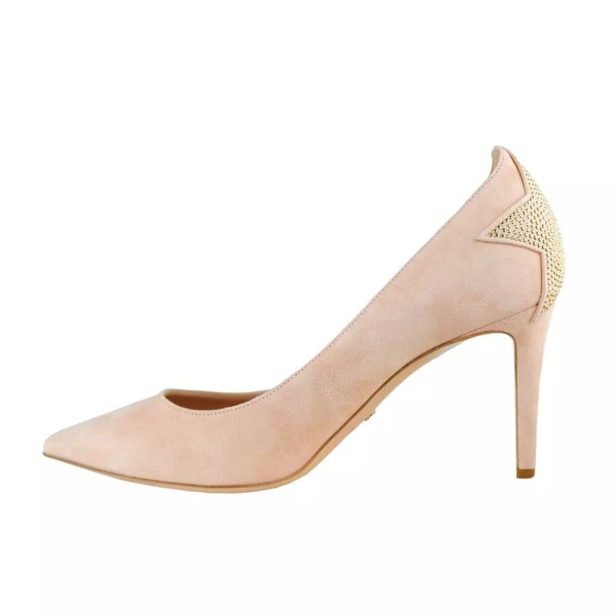 Women Elisabetta Franchi Women'S Pumps | Elisabetta Franchi Studded Star Suede Pumps In Pink