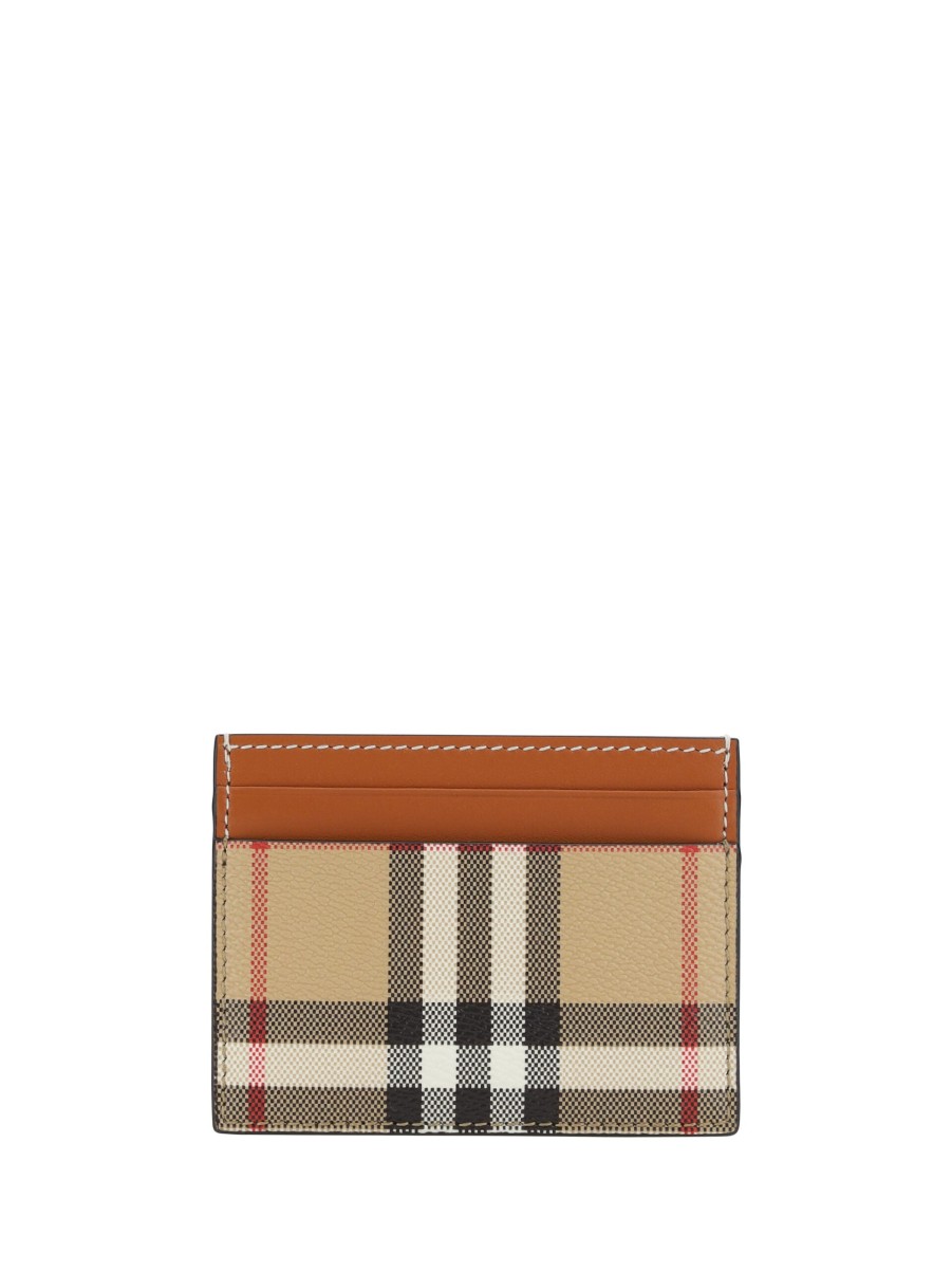 Women Burberry Women'S Leather Accessories | Burberry Brown Printed Canvas Cardholder