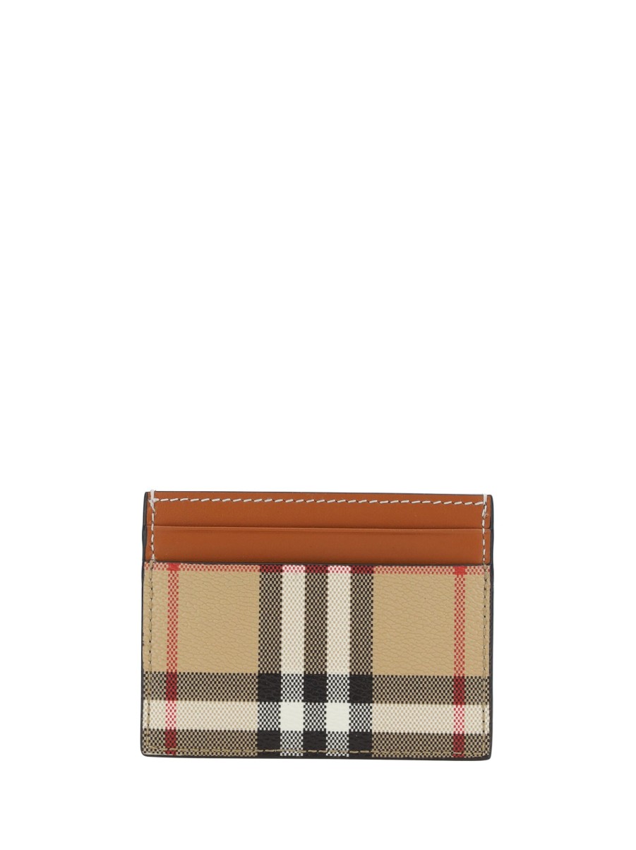 Women Burberry Women'S Leather Accessories | Burberry Brown Printed Canvas Cardholder