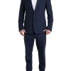 Men Dolce & Gabbana Men'S Suits | Dolce & Gabbana Blue 2 Piece Single Breasted Martini Suit