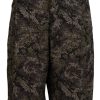 Men Dolce & Gabbana Men'S Shorts | Dolce & Gabbana Black Green Military Patterned Cargo Shorts